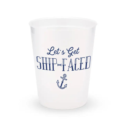 Personalized Frosted Plastic Party Cups - Ship-Faced - Set Of 8