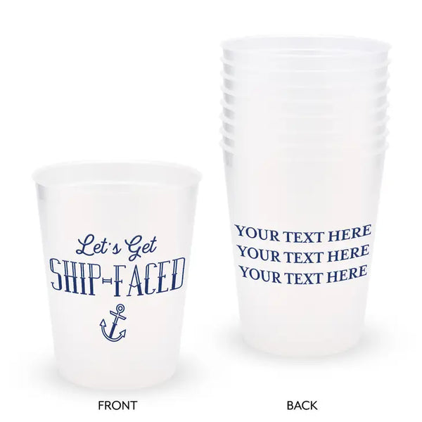 Personalized Frosted Plastic Party Cups - Ship-Faced - Set Of 8