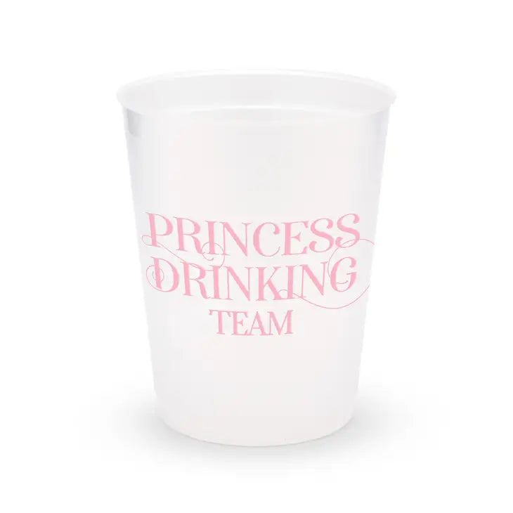 Personalized Frosted Plastic Party Cups - Princess Drinking Team - Set Of 8