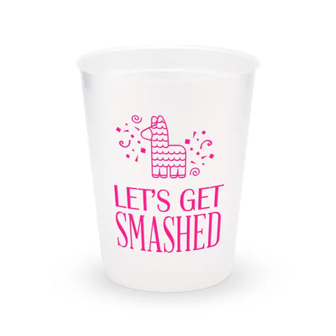 Personalized Frosted Plastic Party Cups - Get Smashed - Set Of 8