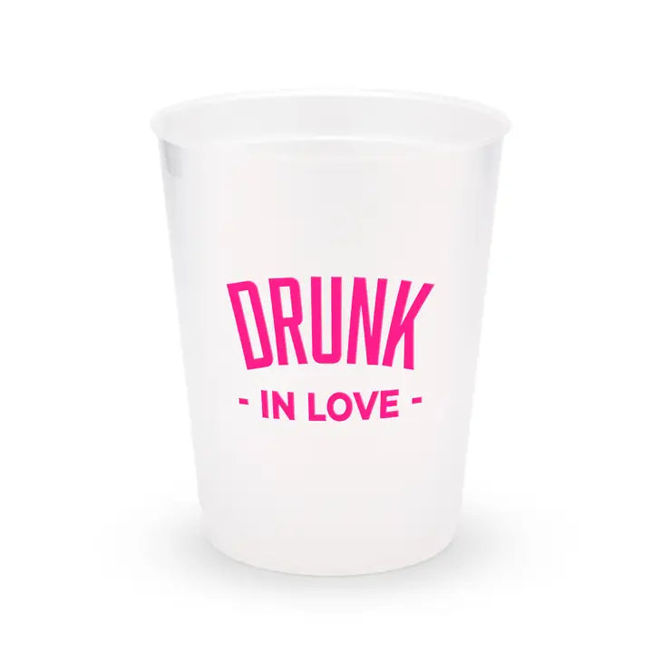 Personalized Frosted Plastic Party Cups - Drunk In Love - Set Of 8