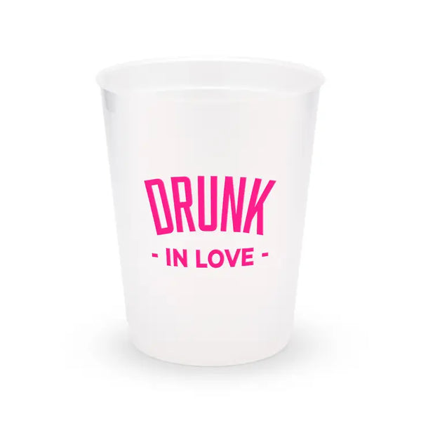 Personalized Frosted Plastic Party Cups - Drunk In Love - Set Of 8