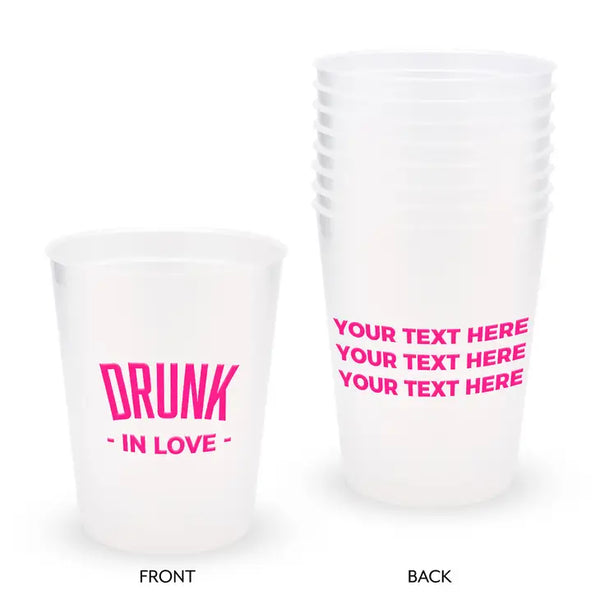 Personalized Frosted Plastic Party Cups - Drunk In Love - Set Of 8