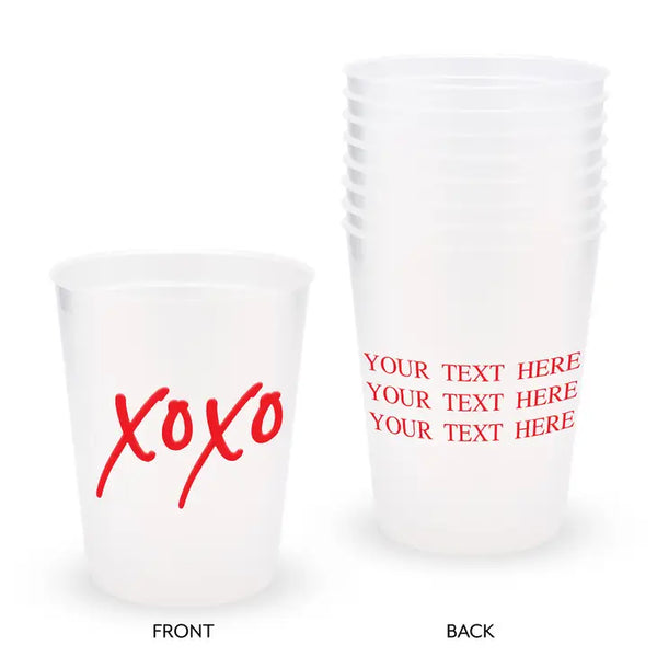 Personalized Frosted Plastic Party Cups - XOXO - Set Of 8