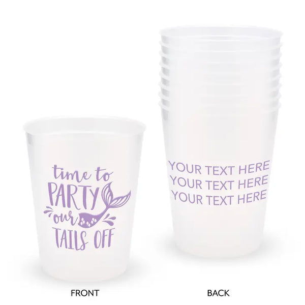 Personalized Frosted Plastic Party Cups - Party Our Tails Off - Set Of 8