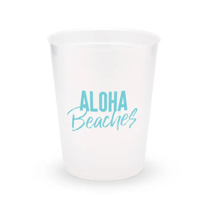 Personalized Frosted Plastic Party Cups - Aloha Beaches - Set Of 8