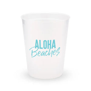 Personalized Frosted Plastic Party Cups - Aloha Beaches - Set Of 8