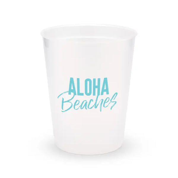 Personalized Frosted Plastic Party Cups - Aloha Beaches - Set Of 8