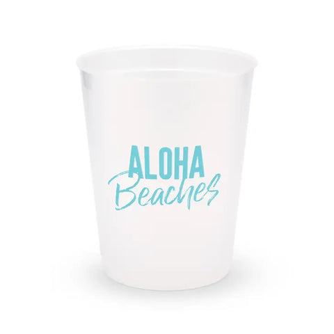 Personalized Frosted Plastic Party Cups - Aloha Beaches - Set Of 8