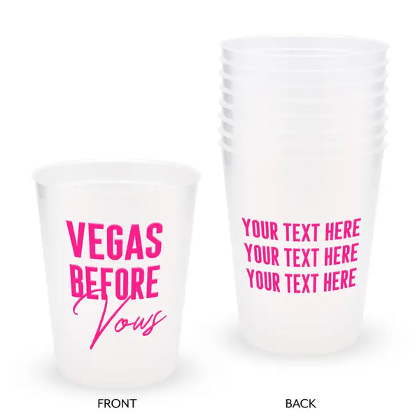 Personalized Frosted Plastic Party Cups - Vegas Before Vows - Set Of 8