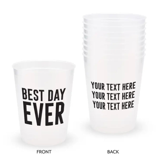 Personalized Frosted Plastic Party Cups - Best Day Ever - Set Of 8