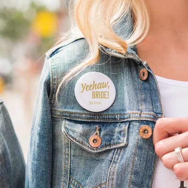 Personalized Bridal Party Wedding Pins - Yeehaw Bride