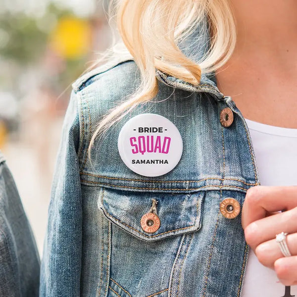 Personalized Bridal Party Wedding Pins - Glam Bride Squad