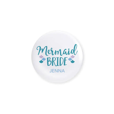 Personalized Bridal Party Wedding Pins - Mermaid Bride