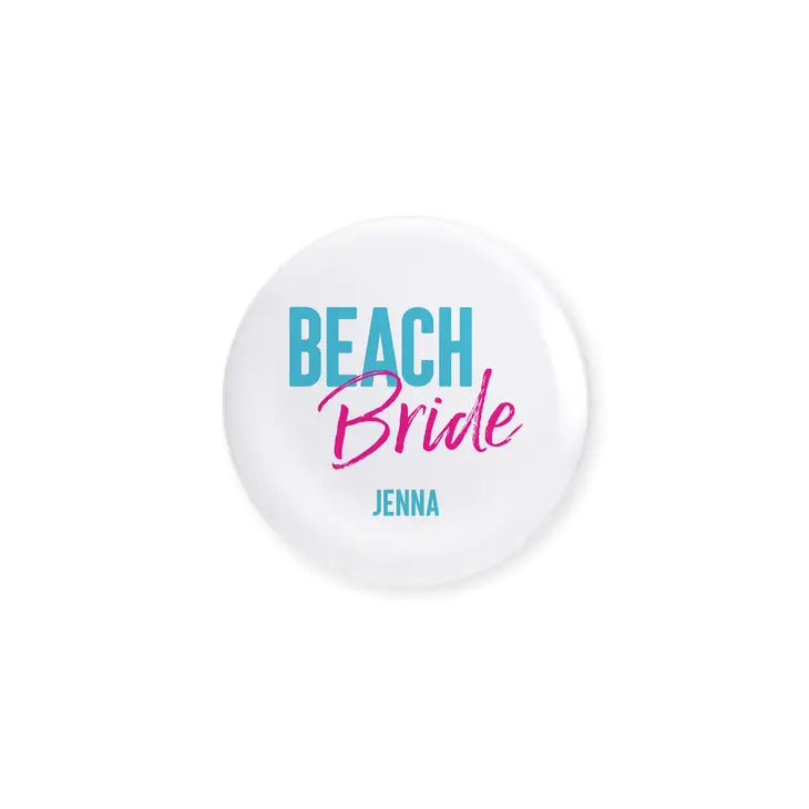 Personalized Bridal Party Wedding Pins - Beach Bride