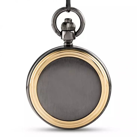 Gold Frame Gunmetal Pocket Watch & Fob