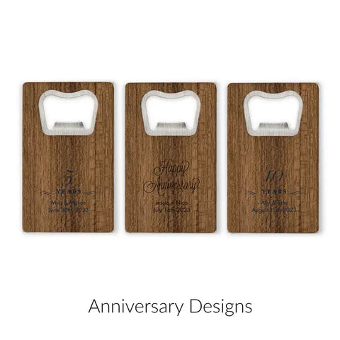 Personalised Wood Veneer Credit Card Bottle Opener Wedding Favour - Anniversary | More Occasions