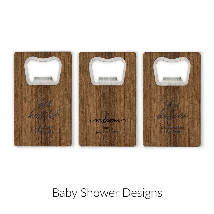 Personalised Wood Veneer Credit Card Bottle Opener Favour - Baby Shower | More Occasions