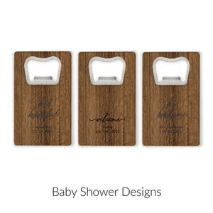 Personalised Wood Veneer Credit Card Bottle Opener Favour - Baby Shower | More Occasions