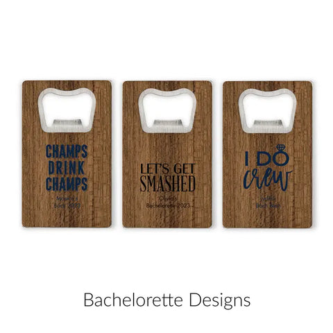 Personalised Wood Veneer Credit Card Bottle Opener Wedding Favour - Bachelorette | More Occasions