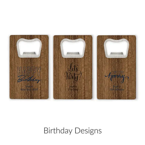 Personalised Wood Veneer Credit Card Bottle Opener Favour - Birthday