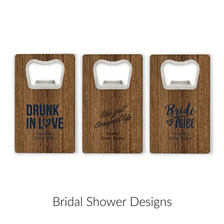 Personalised Wood Veneer Credit Card Bottle Opener Wedding Favour - Bridal Shower | More Occasions