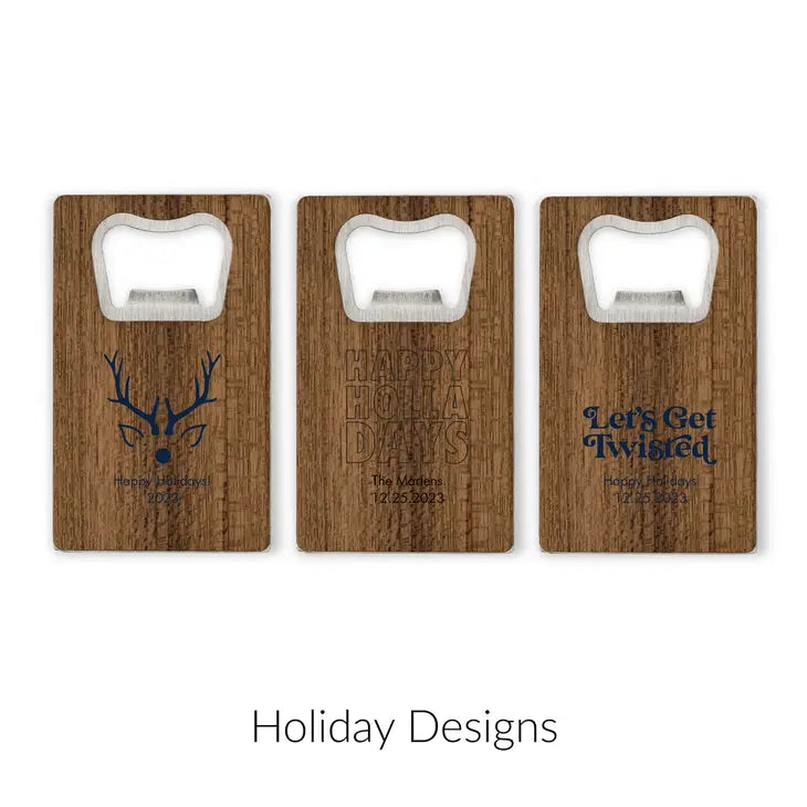 Personalised Wood Veneer Credit Card Bottle Opener Favour - Holiday | More Occasions