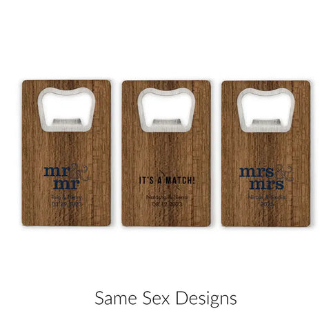 Personalised Wood Veneer Credit Card Bottle Opener Wedding Favor - LGBTQ+ | More Designs