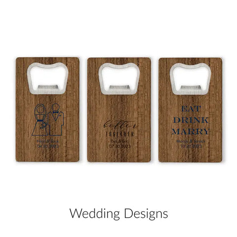 Personalized Wood Veneer Credit Card Bottle Opener Wedding Favor - Wedding | More Occasions