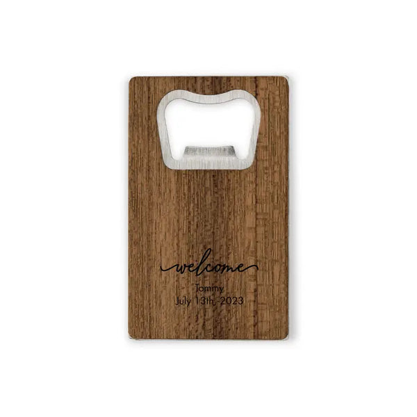 Personalised Wood Veneer Credit Card Bottle Opener Favour - Baby Shower | More Occasions