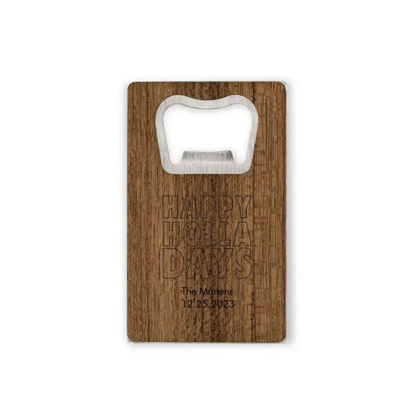 Personalised Wood Veneer Credit Card Bottle Opener Favour - Holiday | More Occasions