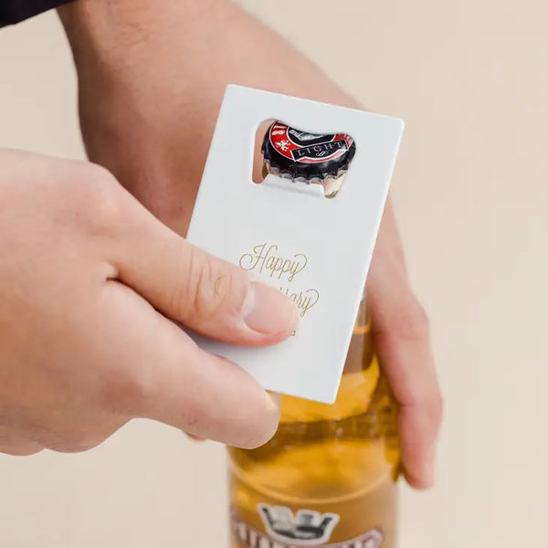 Personalized Metal Credit Card Bottle Opener - Anniversary