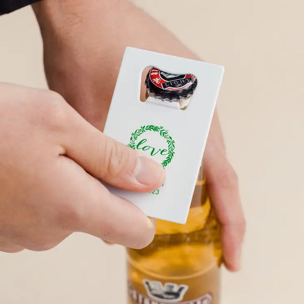 Personalized Metal Credit Card Bottle Opener - Wedding