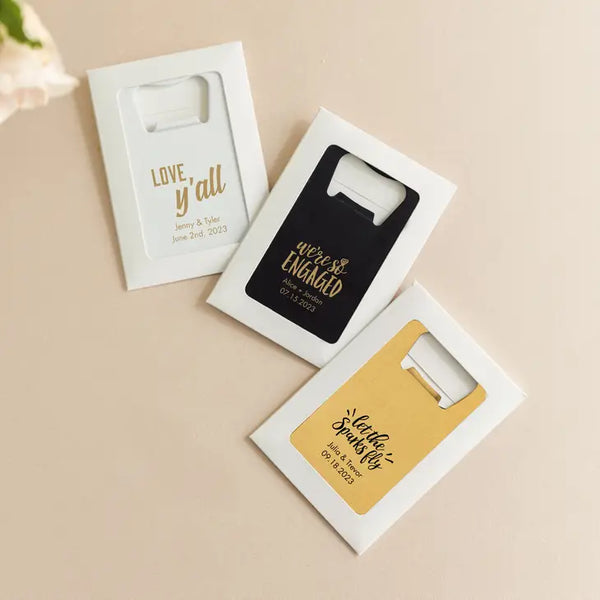 Personalized Metal Credit Card Bottle Opener - Engagement Party