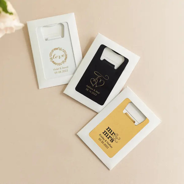 Personalized Metal Credit Card Bottle Opener - Wedding