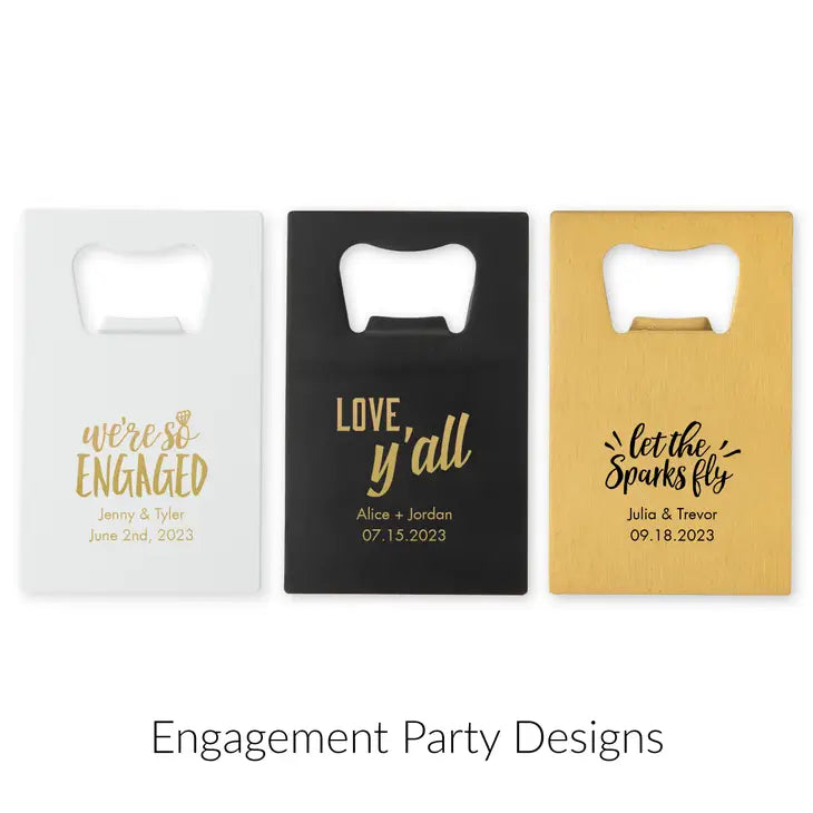 Personalized Metal Credit Card Bottle Opener - Engagement Party