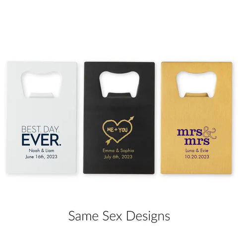 Personalized Metal Credit Card Bottle Opener - Same Sex