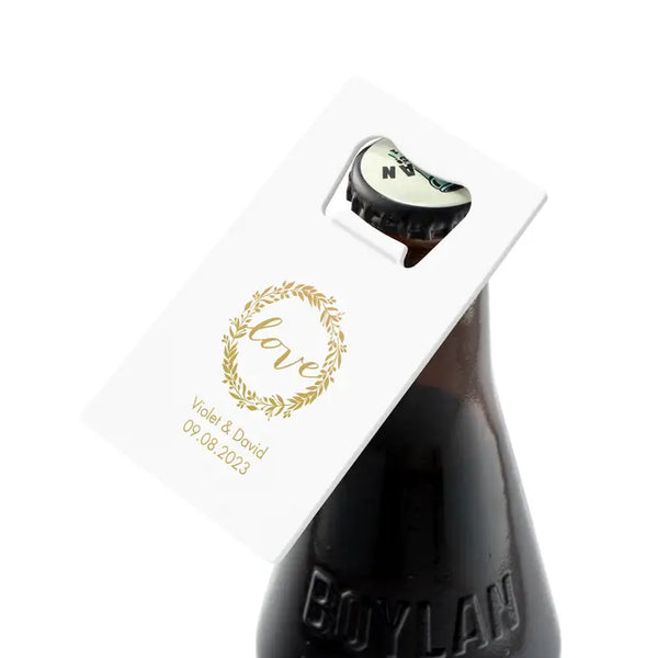 Personalized Metal Credit Card Bottle Opener - Wedding