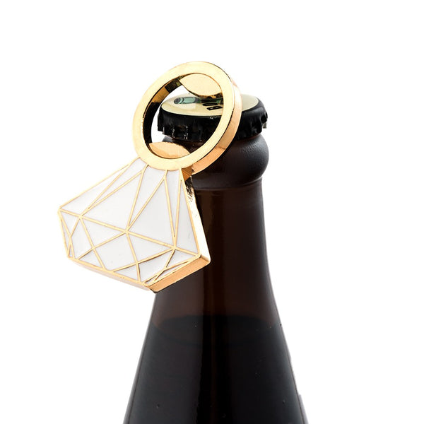 Flat Gold Metal Bottle Opener - Diamond Ring