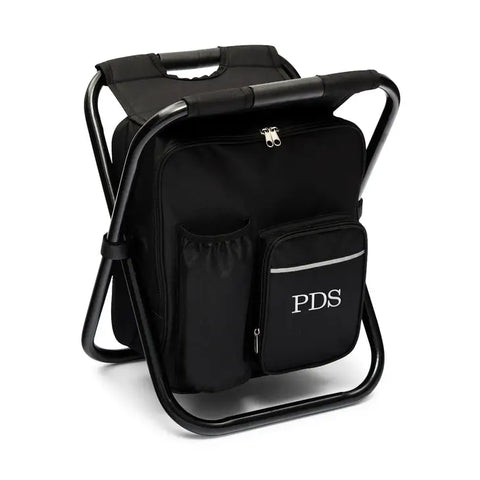 Personalized Black Folding Cooler Chair Backpack - Monogram Embroidered