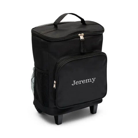 Personalized Black Rolling Cooler Bag Trolley - Monogram Embroidered