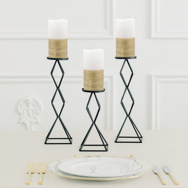 Artificial Flameless LED Pillar Candle - White & Gold Wire