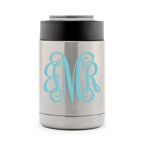 Custom Stainless Steel Insulated Beer Can Cooler - Script Monogram