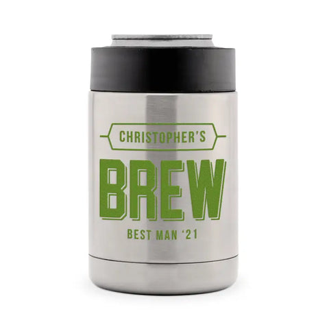 Custom Stainless Steel Insulated Beer Can Cooler - Brew