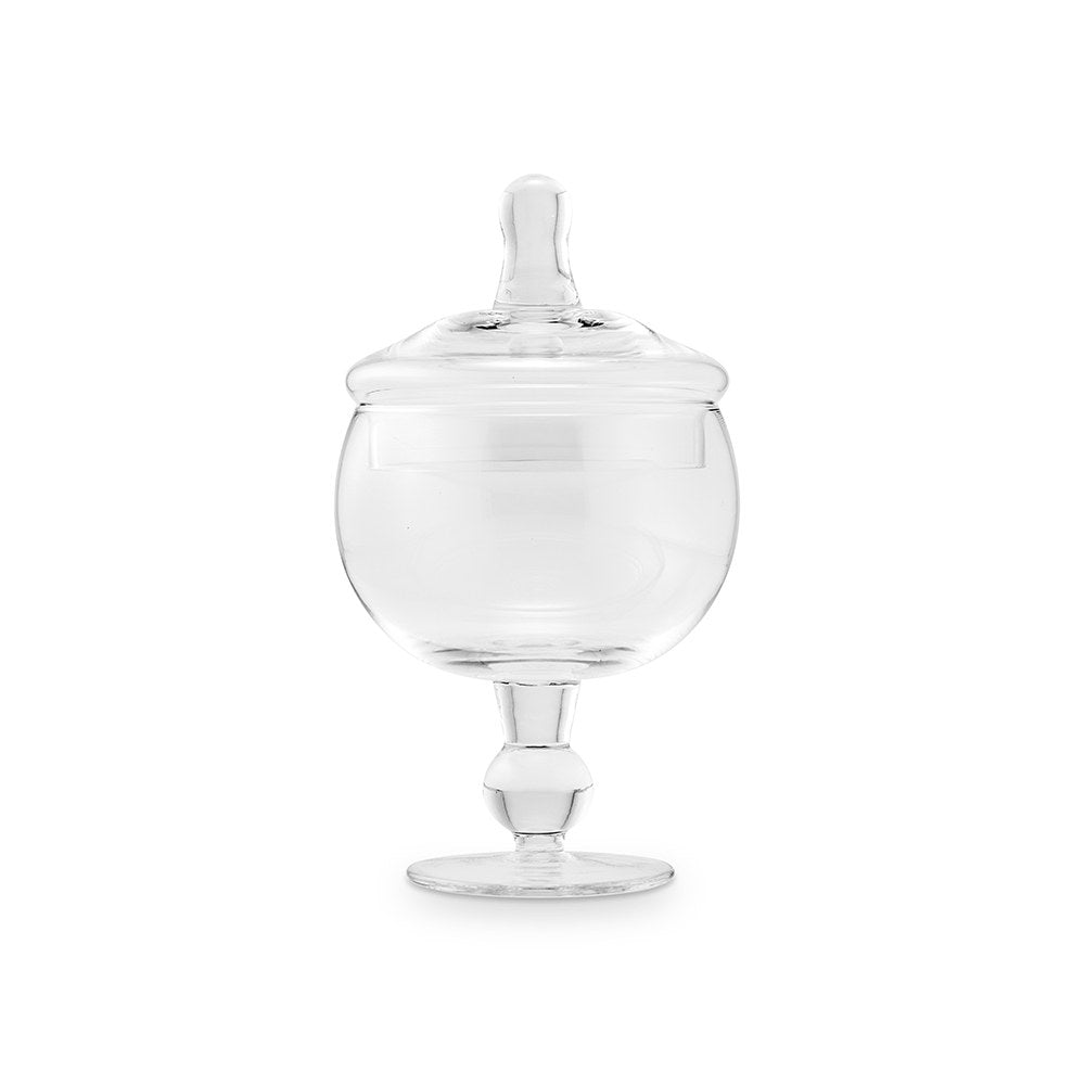 Small Glass Apothecary Candy Jar - Footed Globe Bowl With Lid