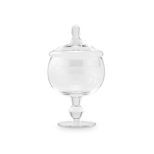 Small Glass Apothecary Candy Jar - Footed Globe Bowl With Lid