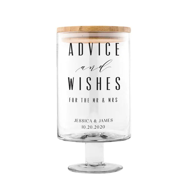 Personalized Glass Wedding Wishes Guest Book Jar - Advice And Wishes