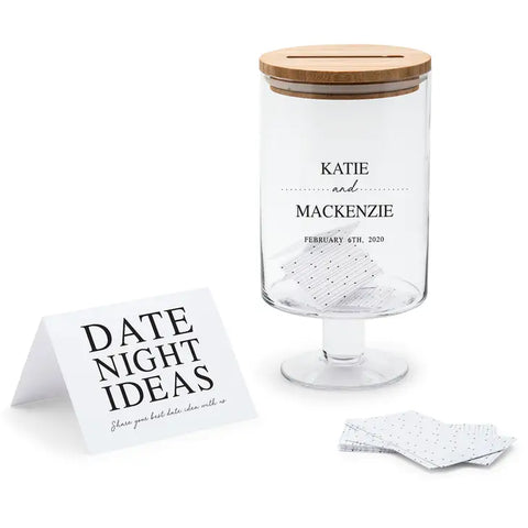 Personalized Glass Wedding Wishes Guest Book Jar - Classic Couple