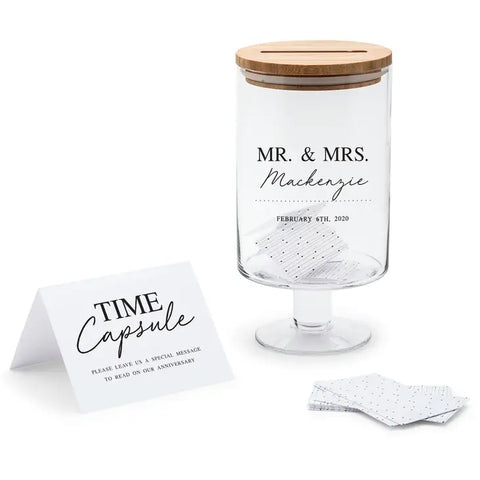 Personalized Glass Wedding Wishes Guest Book Jar - Newlyweds