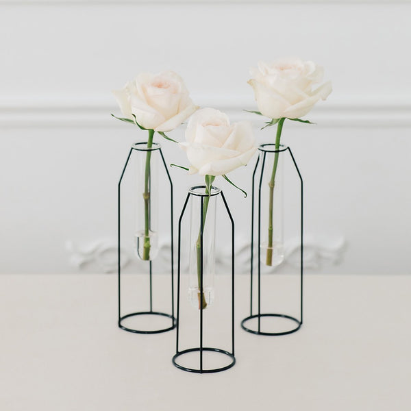 Geometric Tiered Test Tube Flower Vases - Set Of 3